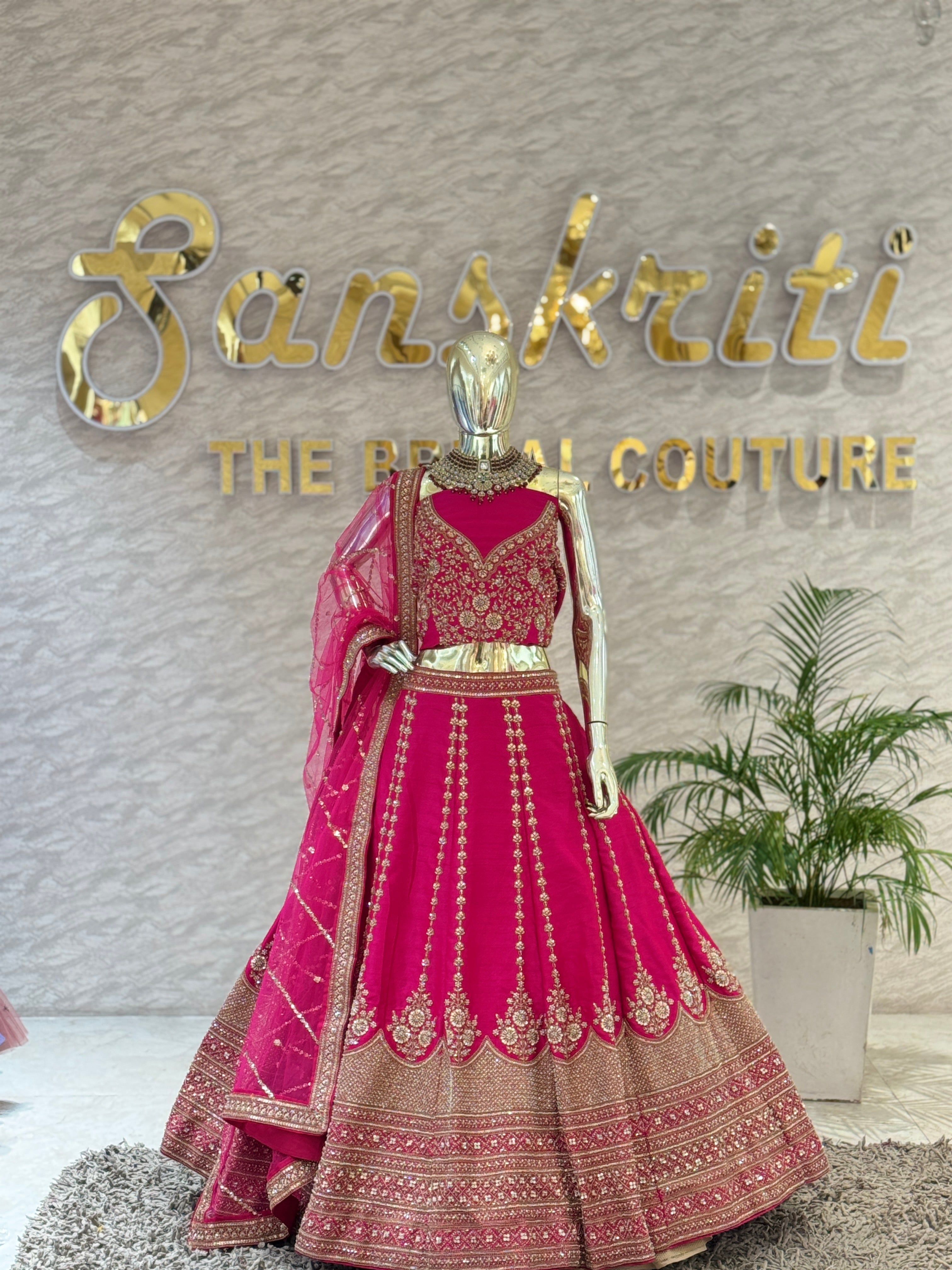 Q56730 Rani Pink Royal Zari Lehenga