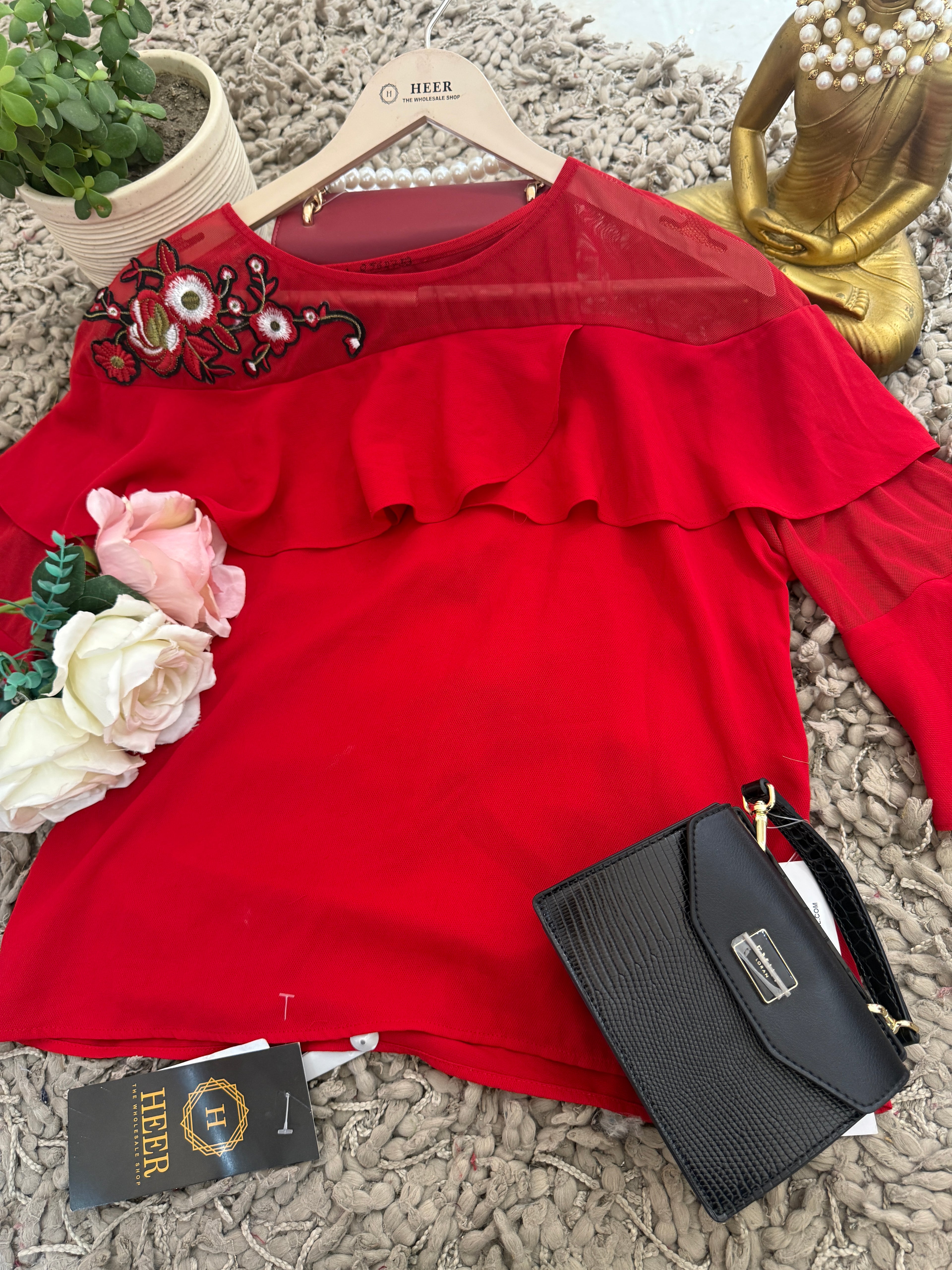 Q562753 Ruby Ruffle Embroidered Top