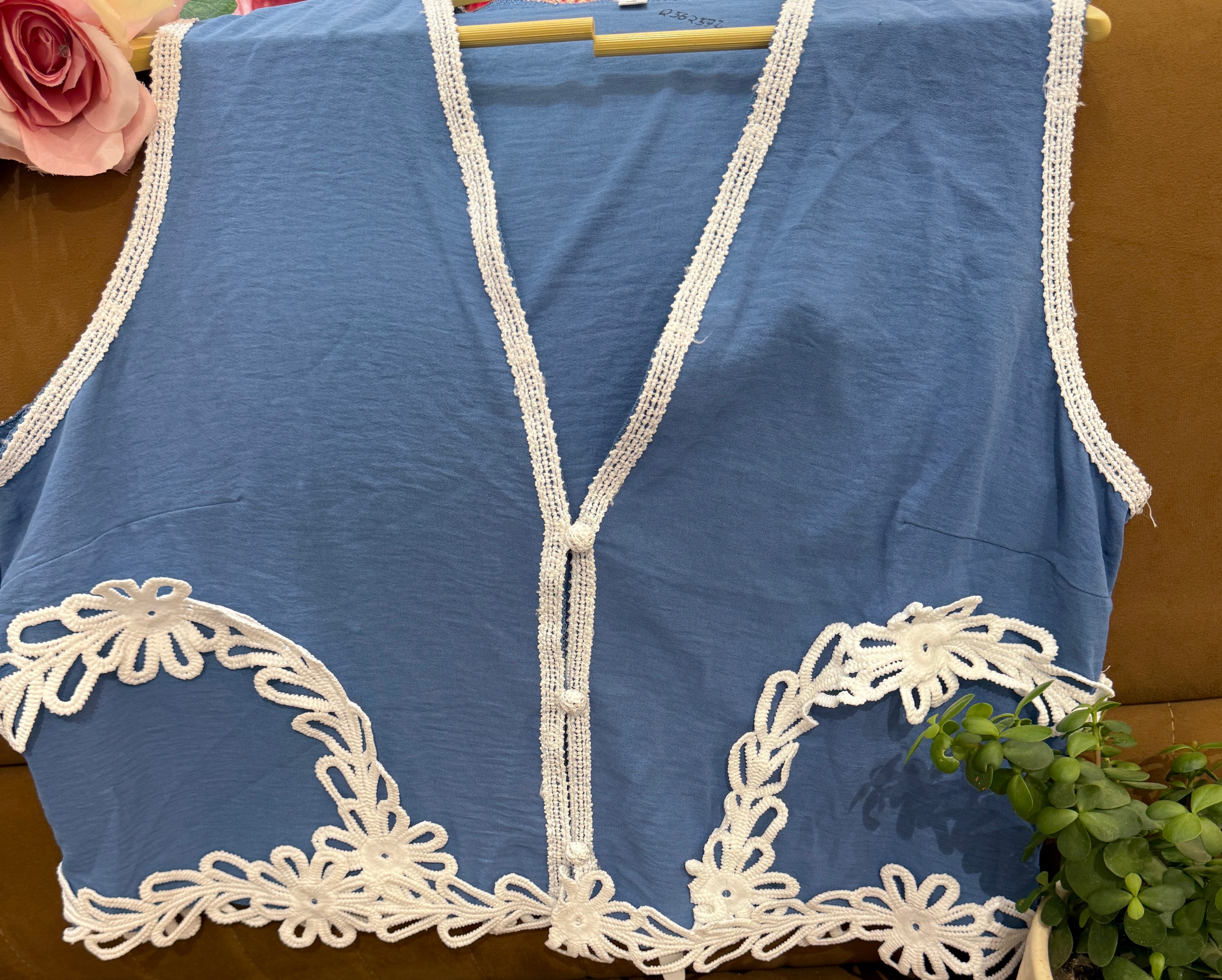Q562572 Sky Blue Floral Lace Co-Ord Set