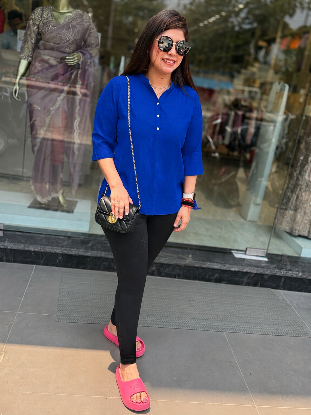 Q562750 Royal Blue Rayon Everyday kurti Top