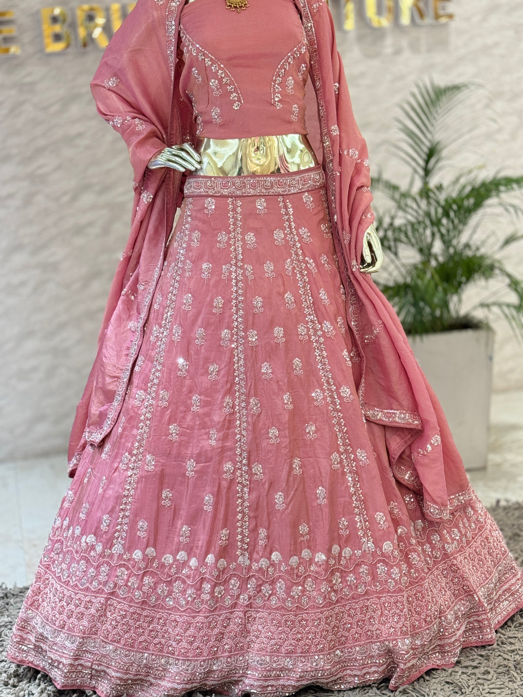 Q561860 Blush Pink Handwork Bridal Lehenga