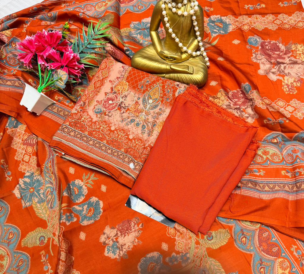 Q562516  Rust Royale Printed Suit Set