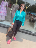 Q562772 Turquoise Satin Luxe Top
