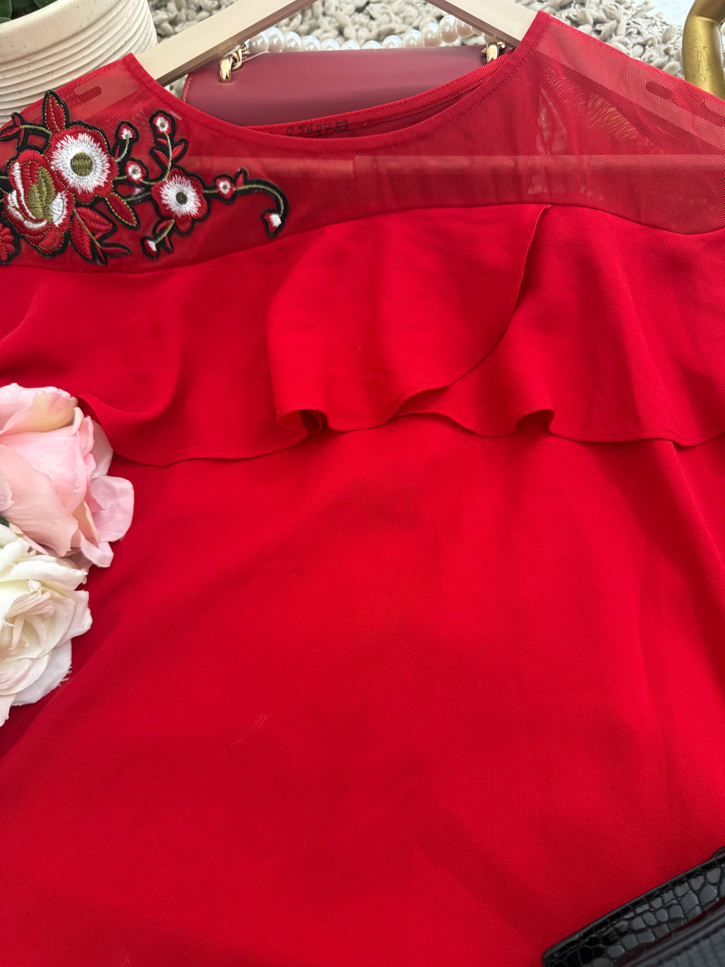 Q562753 Ruby Ruffle Embroidered Top