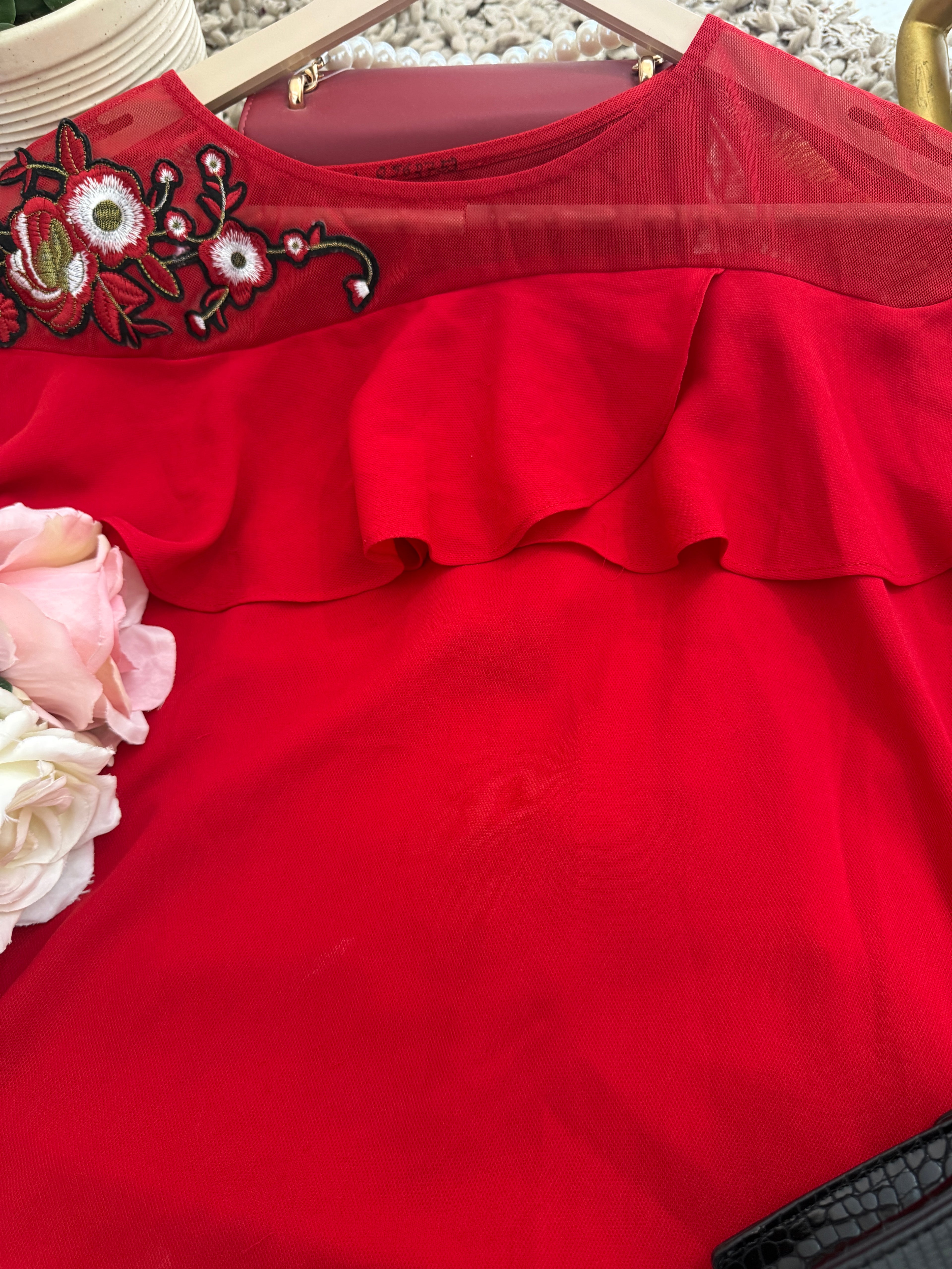 Q562753 Ruby Ruffle Embroidered Top