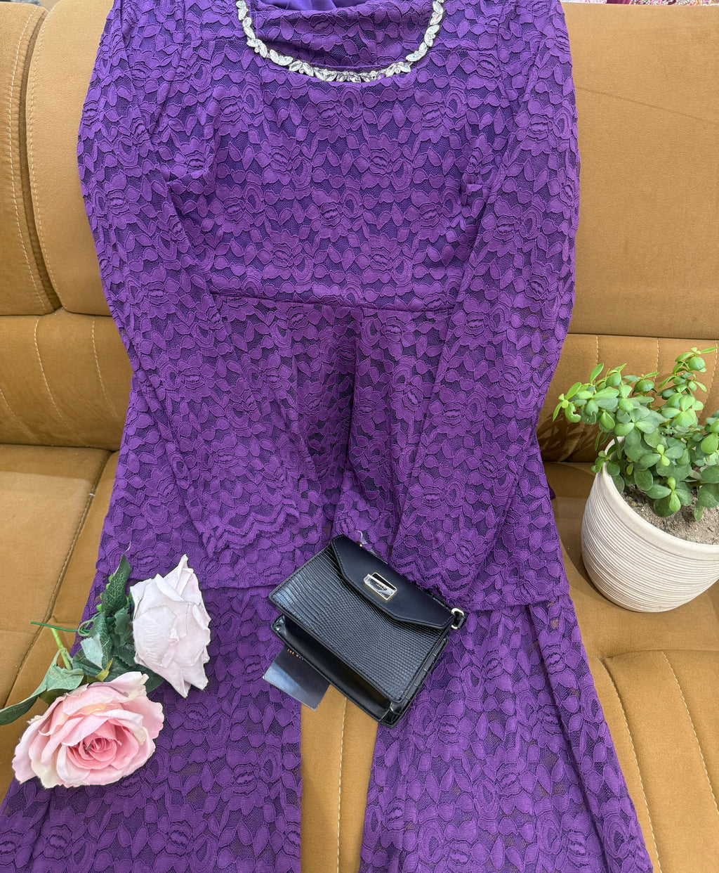 Q562568 Royal Purple Lace Co-Ord Set