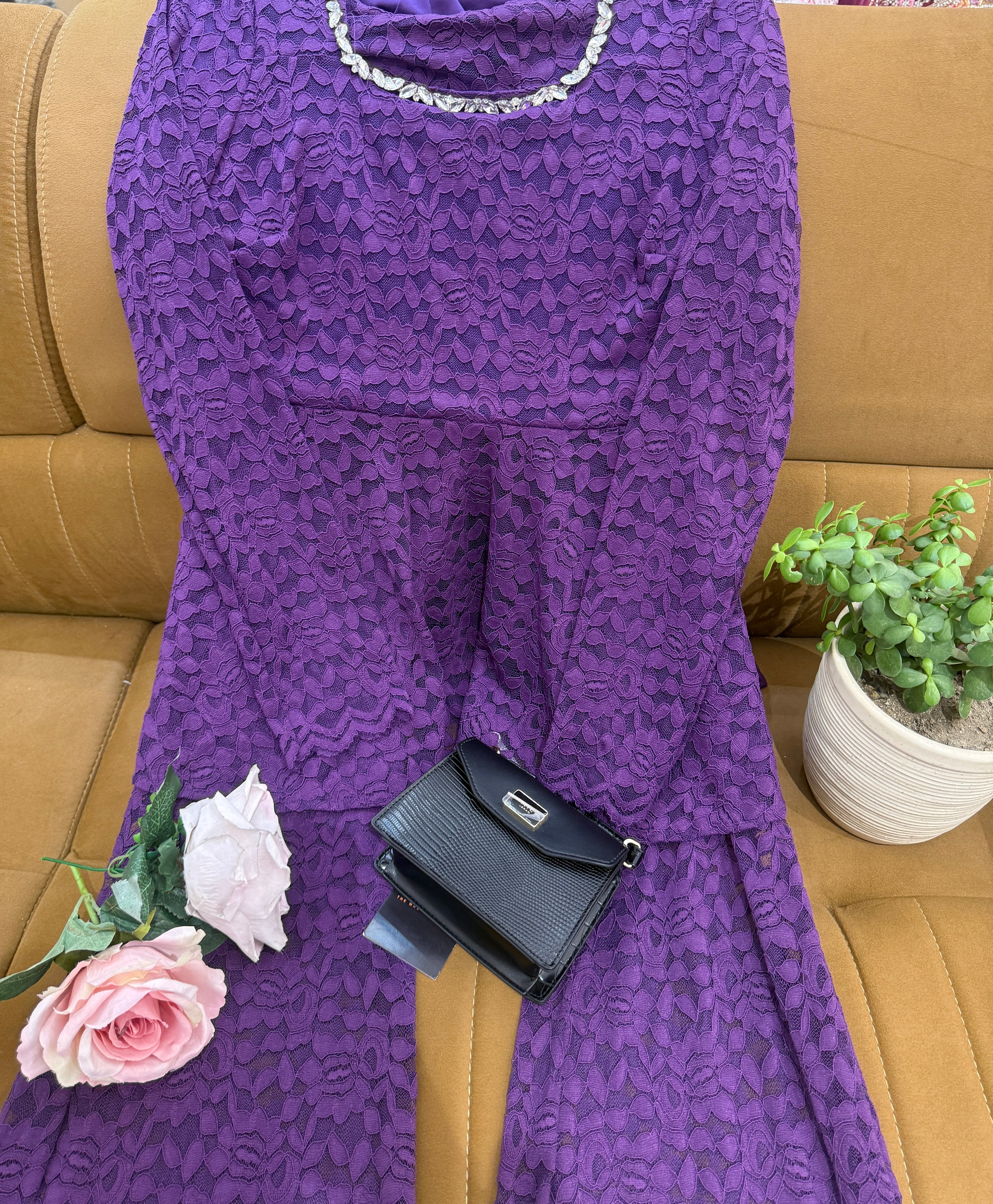 Q562568 Royal Purple Lace Co-Ord Set