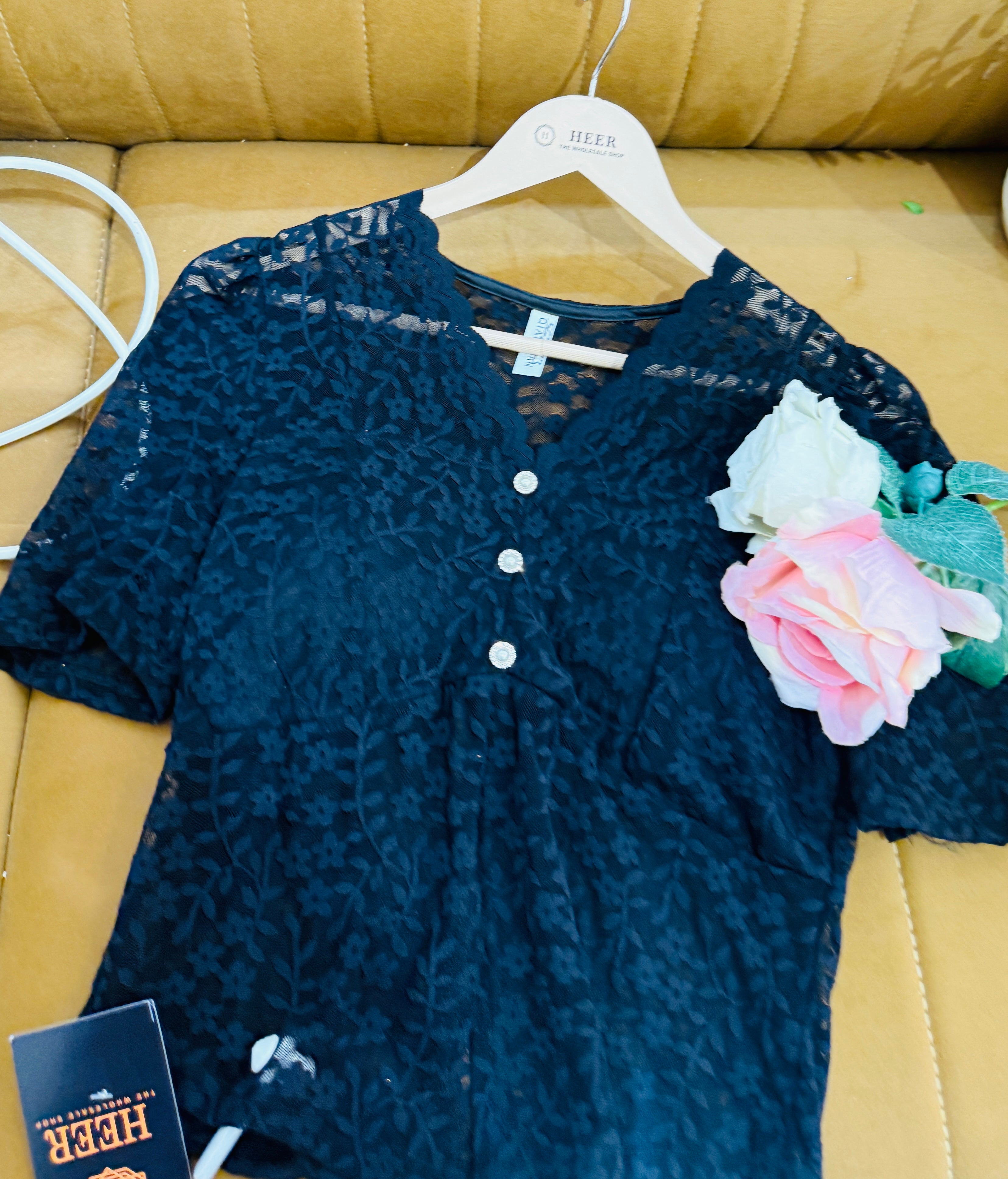 Midnight Bloom Lace Peplum Top Q562323