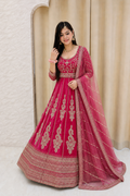 Vibrant Rani Pink Paisley Embroidered Silk Lehenga Choli Set q562144