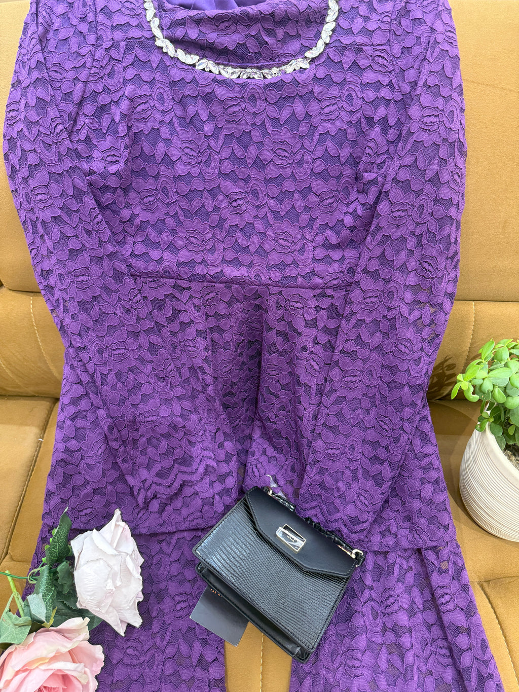 Q562568 Royal Purple Lace Co-Ord Set