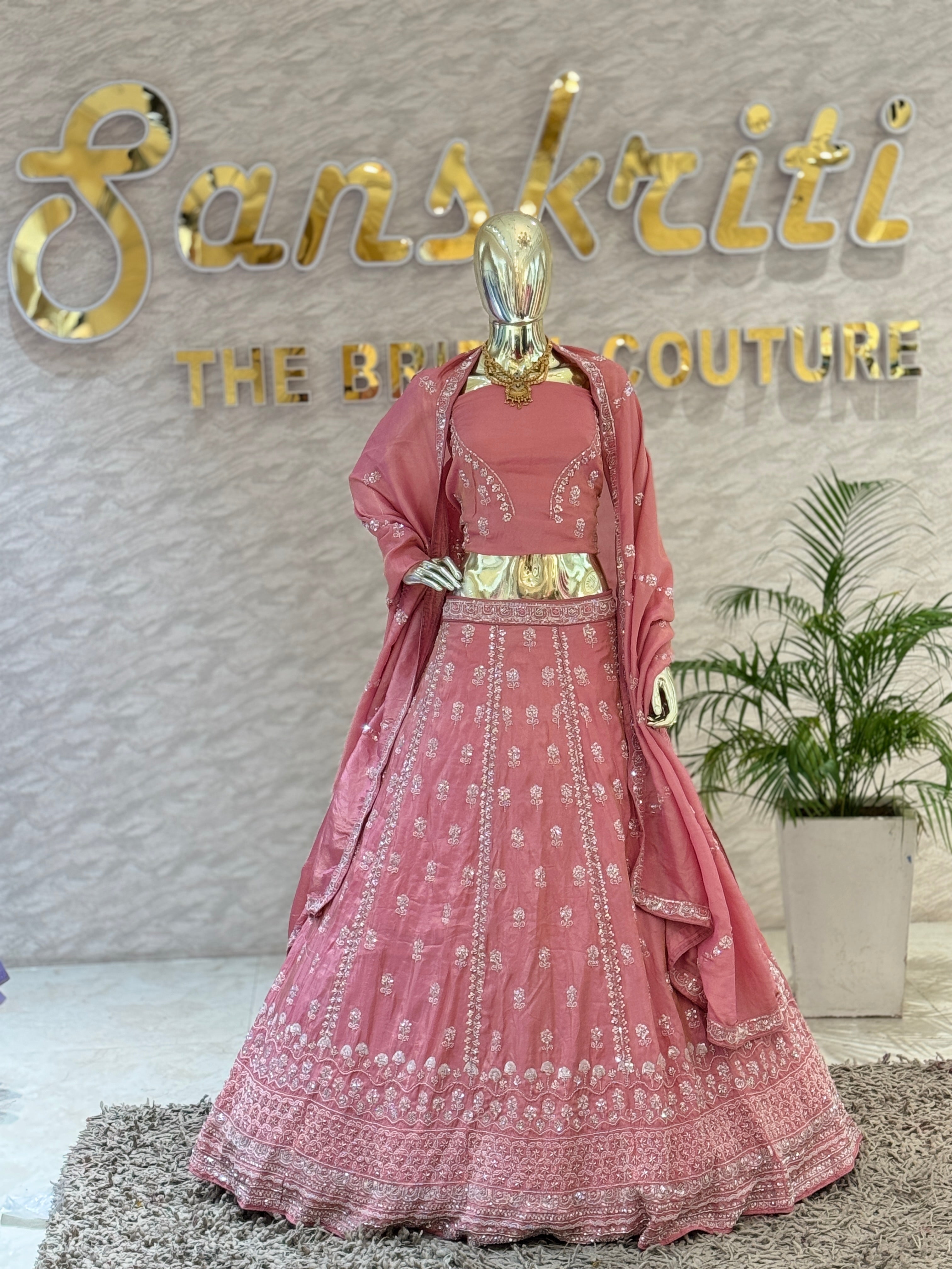 Q561860 Blush Pink Handwork Bridal Lehenga