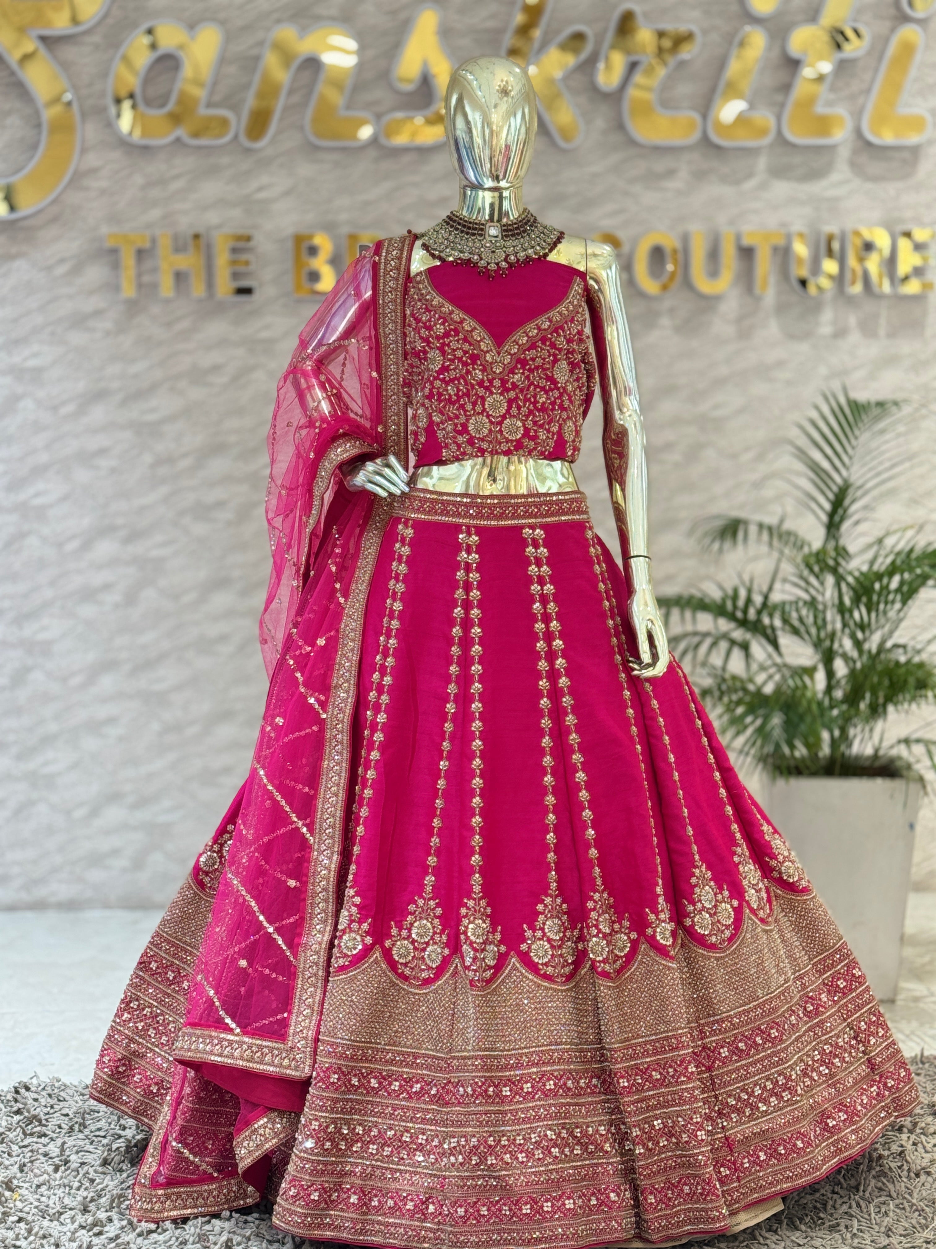 Q56730 Rani Pink Royal Zari Lehenga