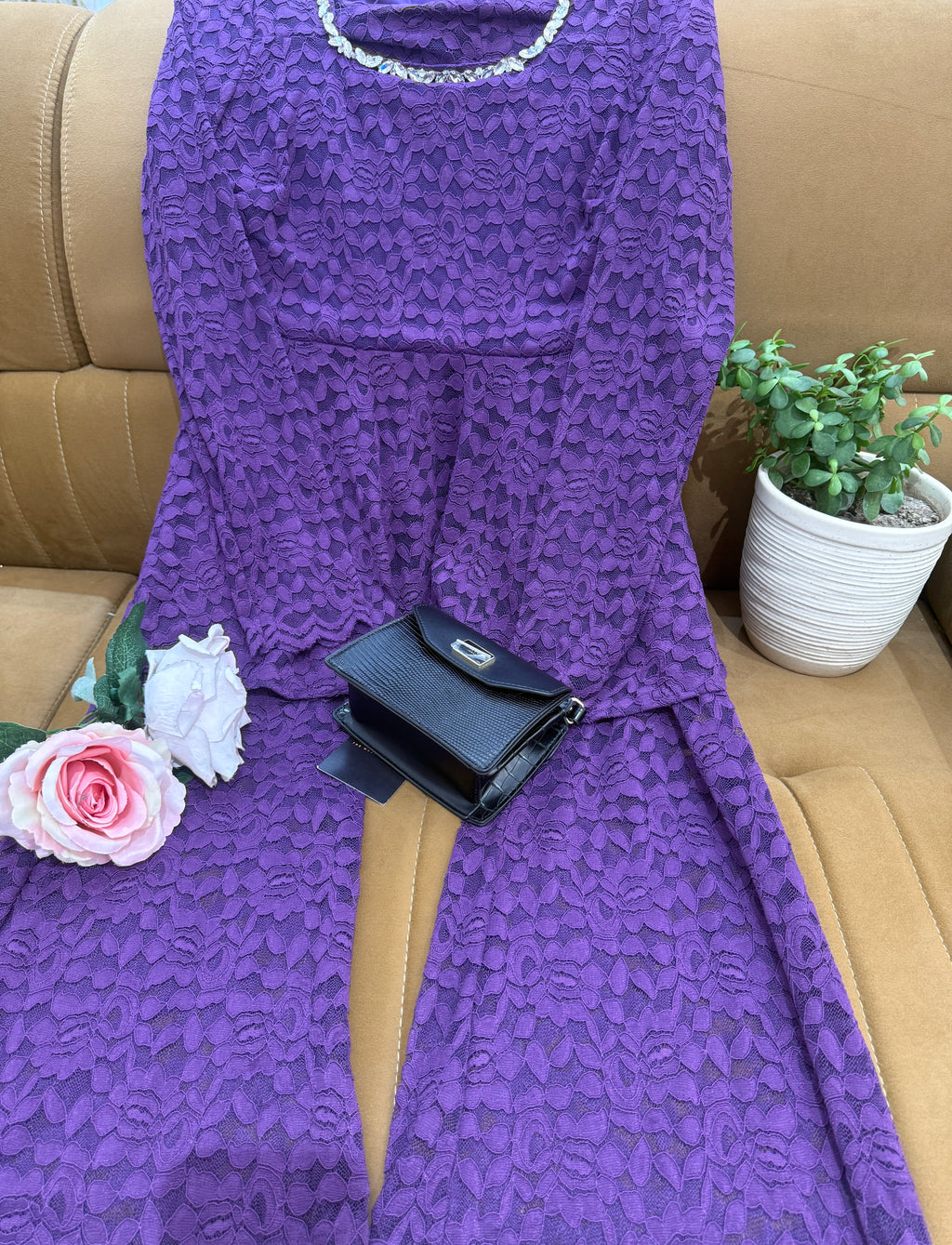 Q562568 Royal Purple Lace Co-Ord Set
