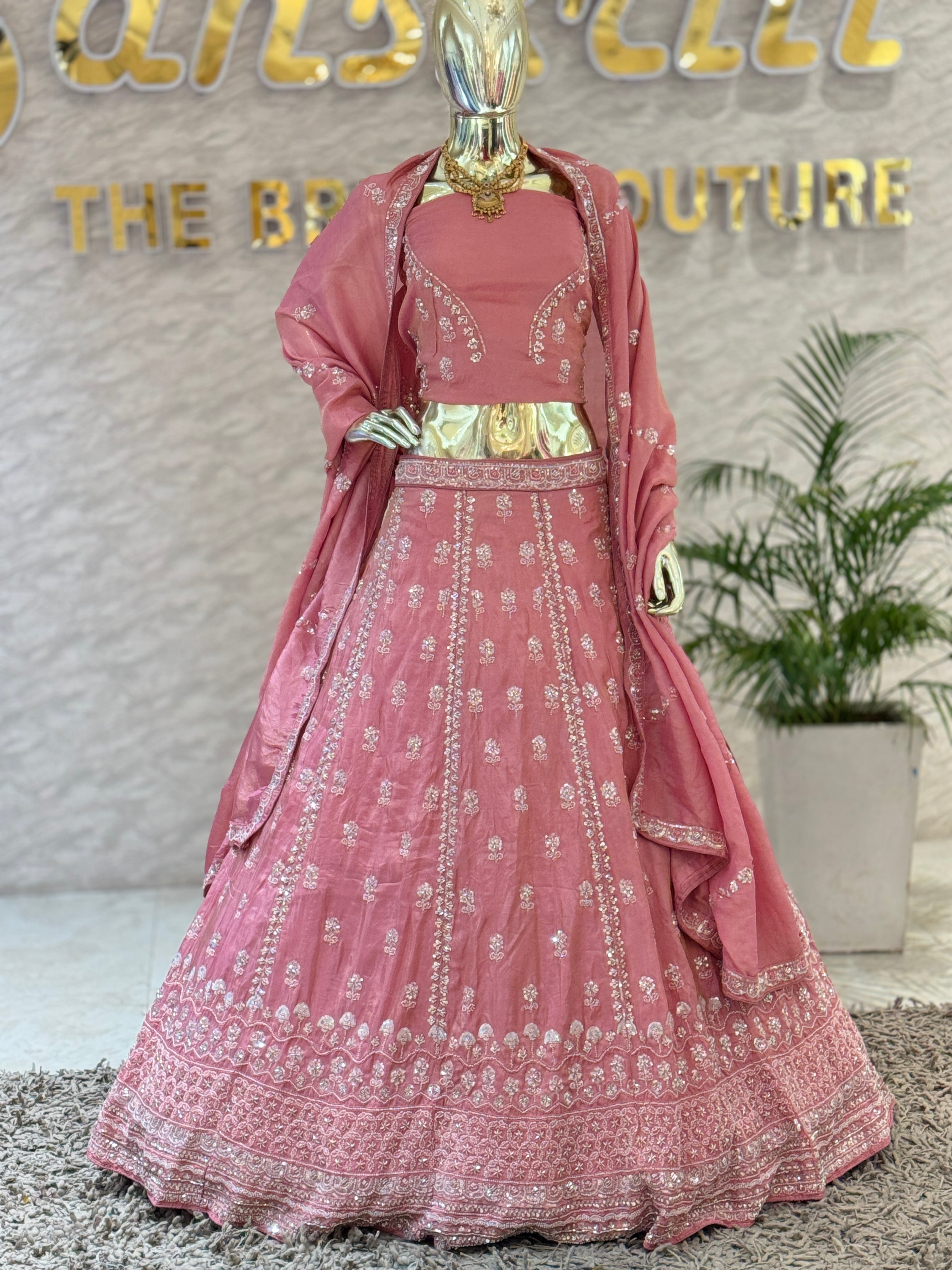 Q561860 Blush Pink Handwork Bridal Lehenga