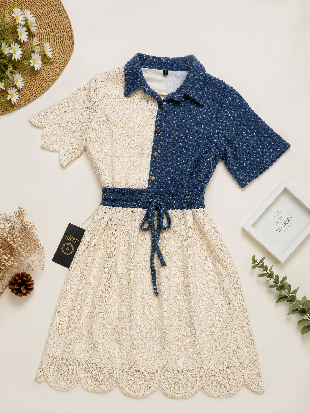 Elegant Lace Contrast Two-Piece Co-ord Set q562847