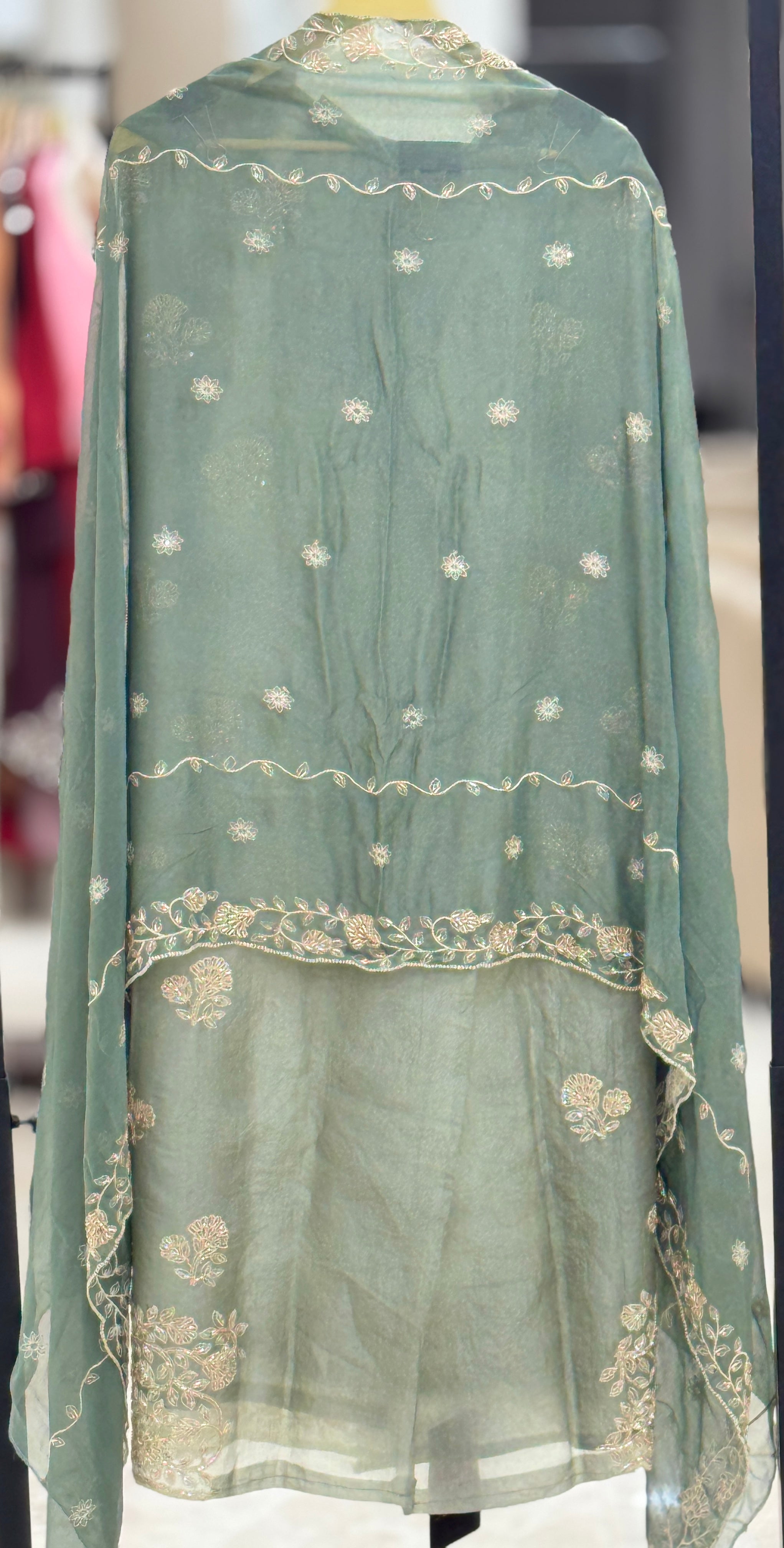 Sage Mist Embroidered Festive Suit Set Q562224