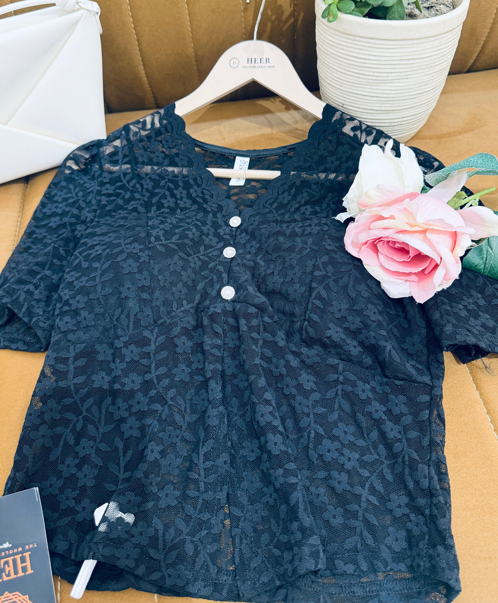 Midnight Bloom Lace Peplum Top Q562323