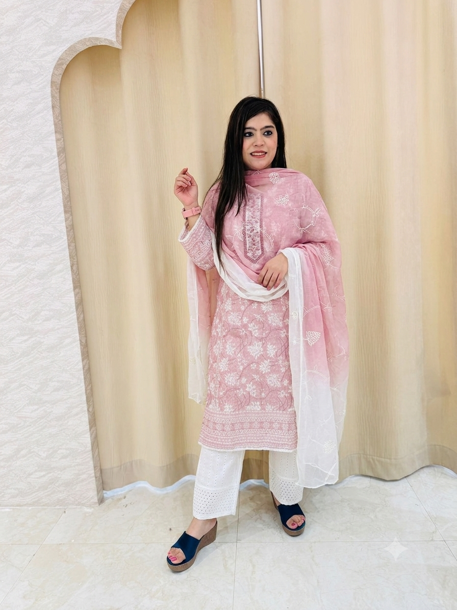 q562787 Elegant Blush pink Floral Kurta Set