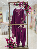 Royal Magenta Embroidered Kurta Set with Dupatta q562948