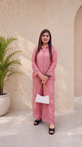 Dusty Pink Chikankari & Sequin Embroidered Co-ord Set Q562848