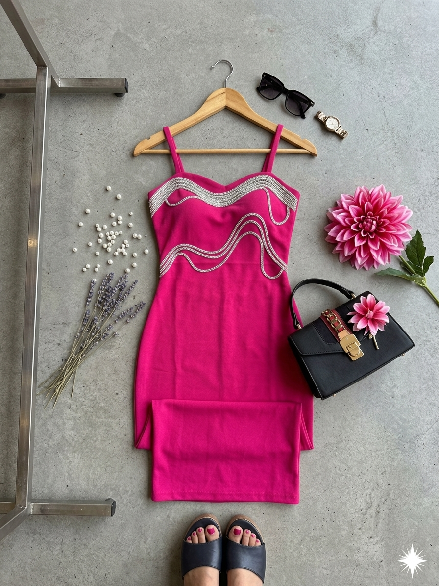 ₹2159 Pink bodycon midi dress