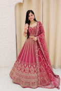 Magnificent Fuchsia Raw Silk Heavy Work Bridal Lehenga Choli q561477