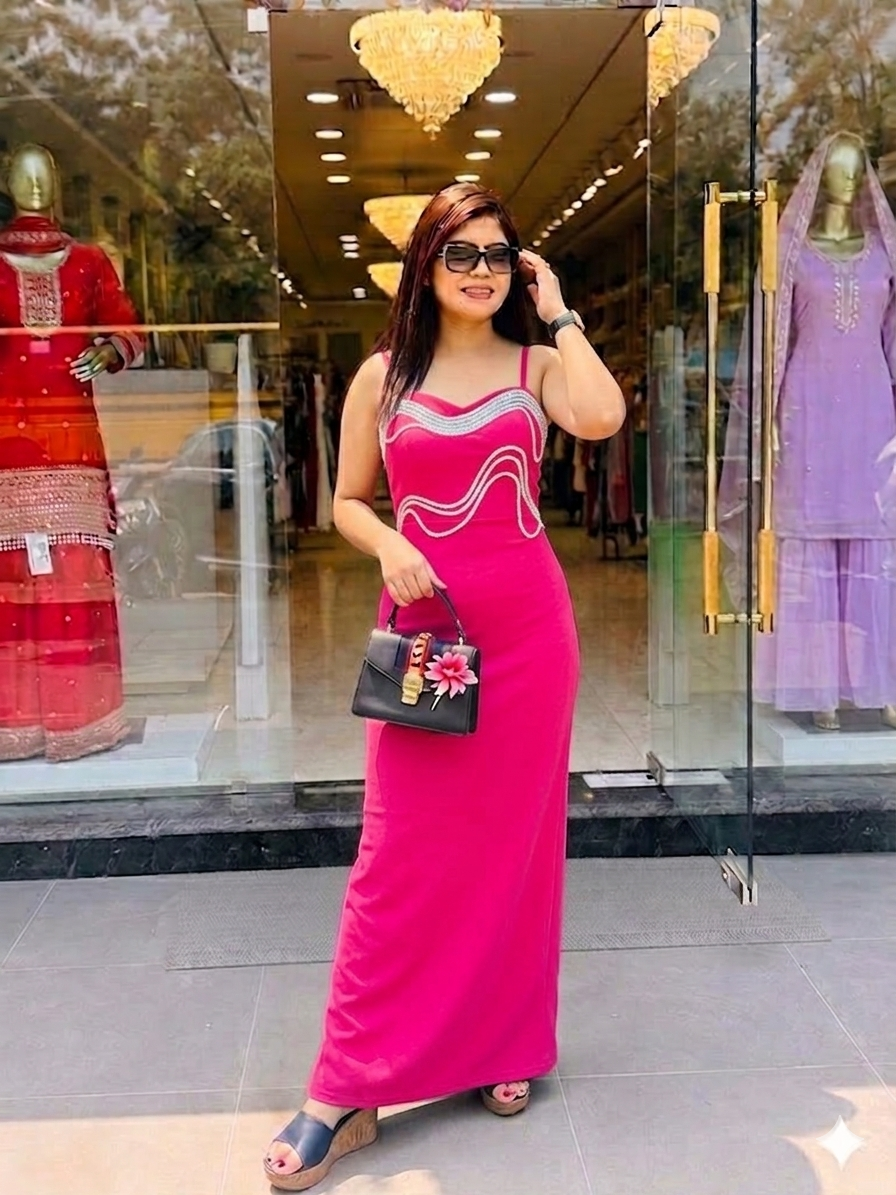 ₹2159 Pink bodycon midi dress