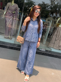 Embroidered Blue PREIMIUM  Co-ord Set Q562848