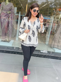 Q562752 Midnight Bloom Printed White Top