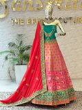 Elegant Dual-Tone Silk Blend Unstitched Lehenga Set with Embellished Border 12401