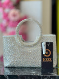 Q562466 Crystal-Studded Circular Handle Evening Handbag