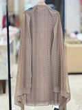 Q562887 Elegant Taupe Brown Unstitched Georgette Suit with Dense Chikankari-Inspired Embroidery and Sequins