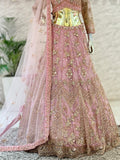 Elegant onion purple Sequins & Zardozi Embroidered Lehenga Choli Set with Net Dupatta q562268