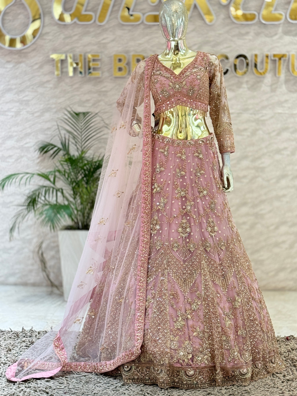 Elegant onion purple Sequins & Zardozi Embroidered Lehenga Choli Set with Net Dupatta q562268