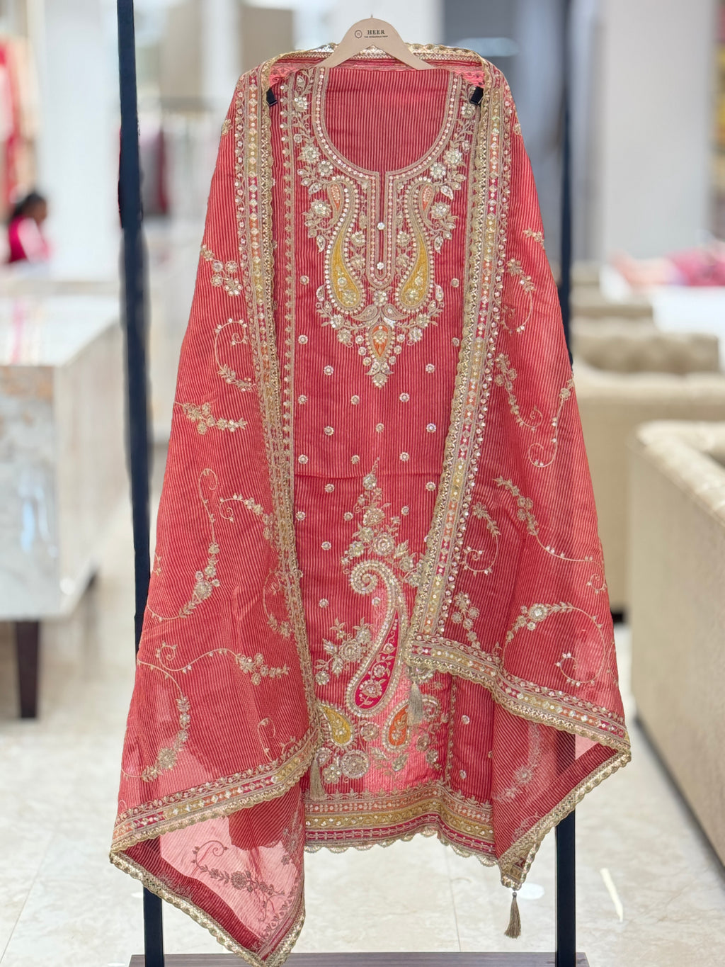 Premium Rose Pink Embroidered Unstitched Suit Set with Designer Dupatta #suit,q562351