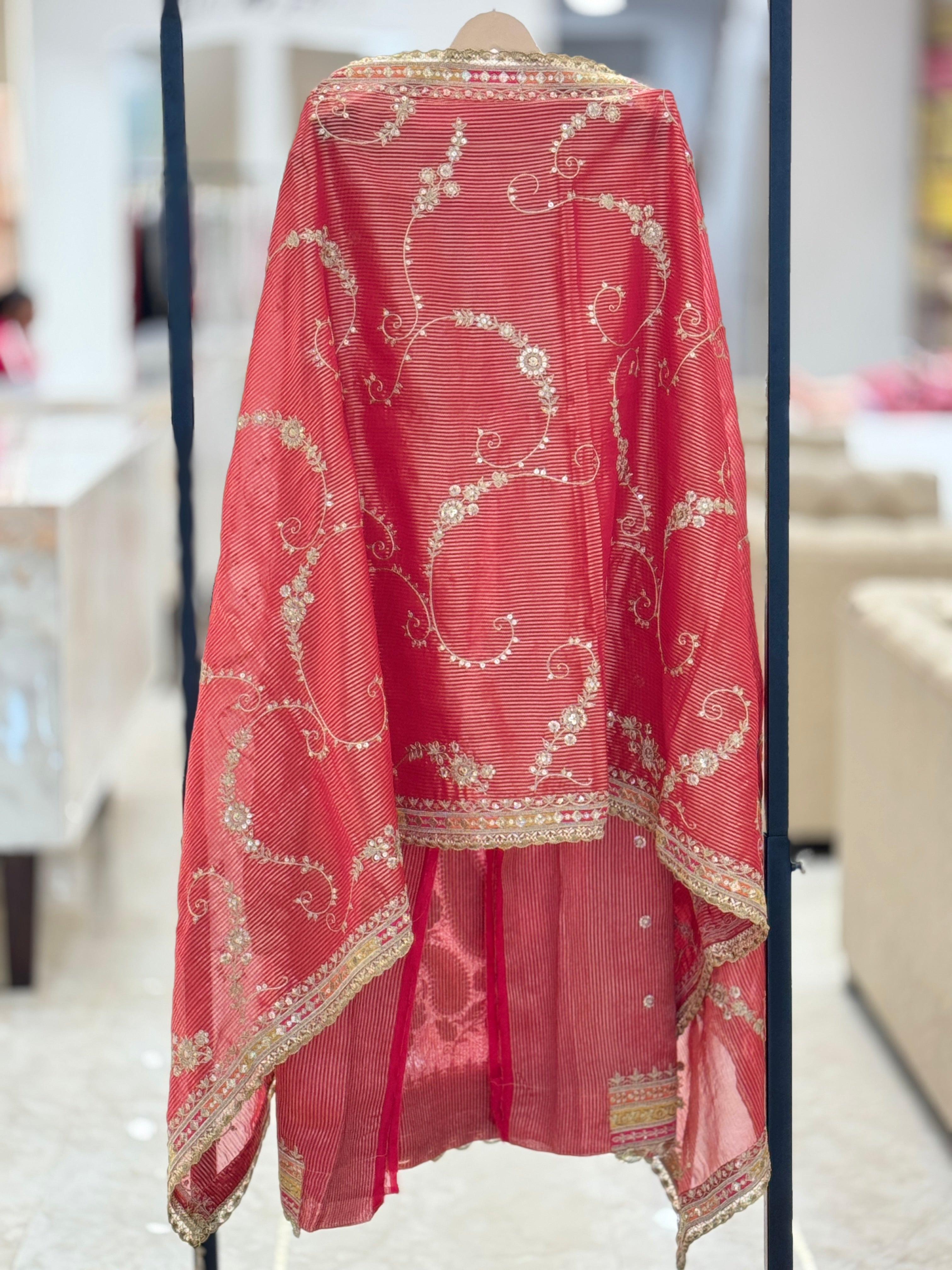 Premium Rose Pink Embroidered Unstitched Suit Set with Designer Dupatta #suit,q562351