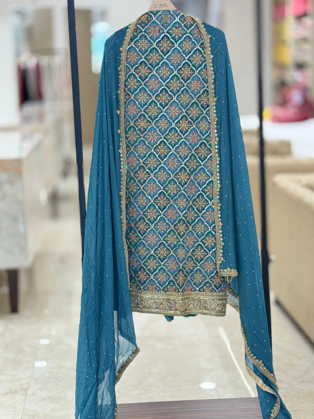Premium Teal Blue Embroidered Unstitched Suit with Designer Dupatta q561939