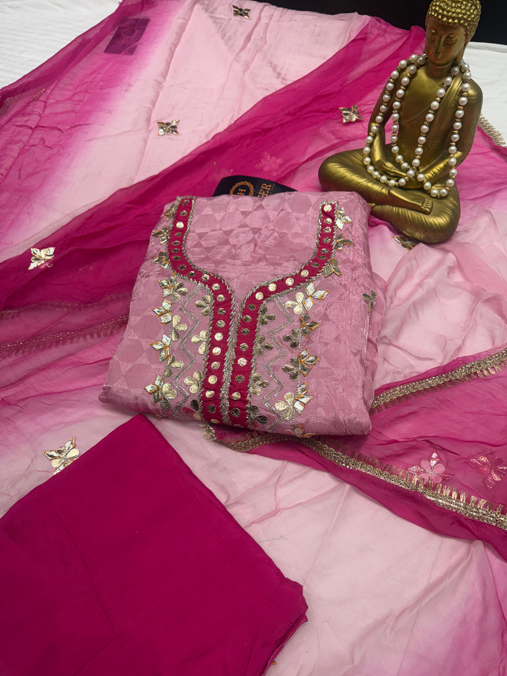 Q561853 pink magenta gota patti suit