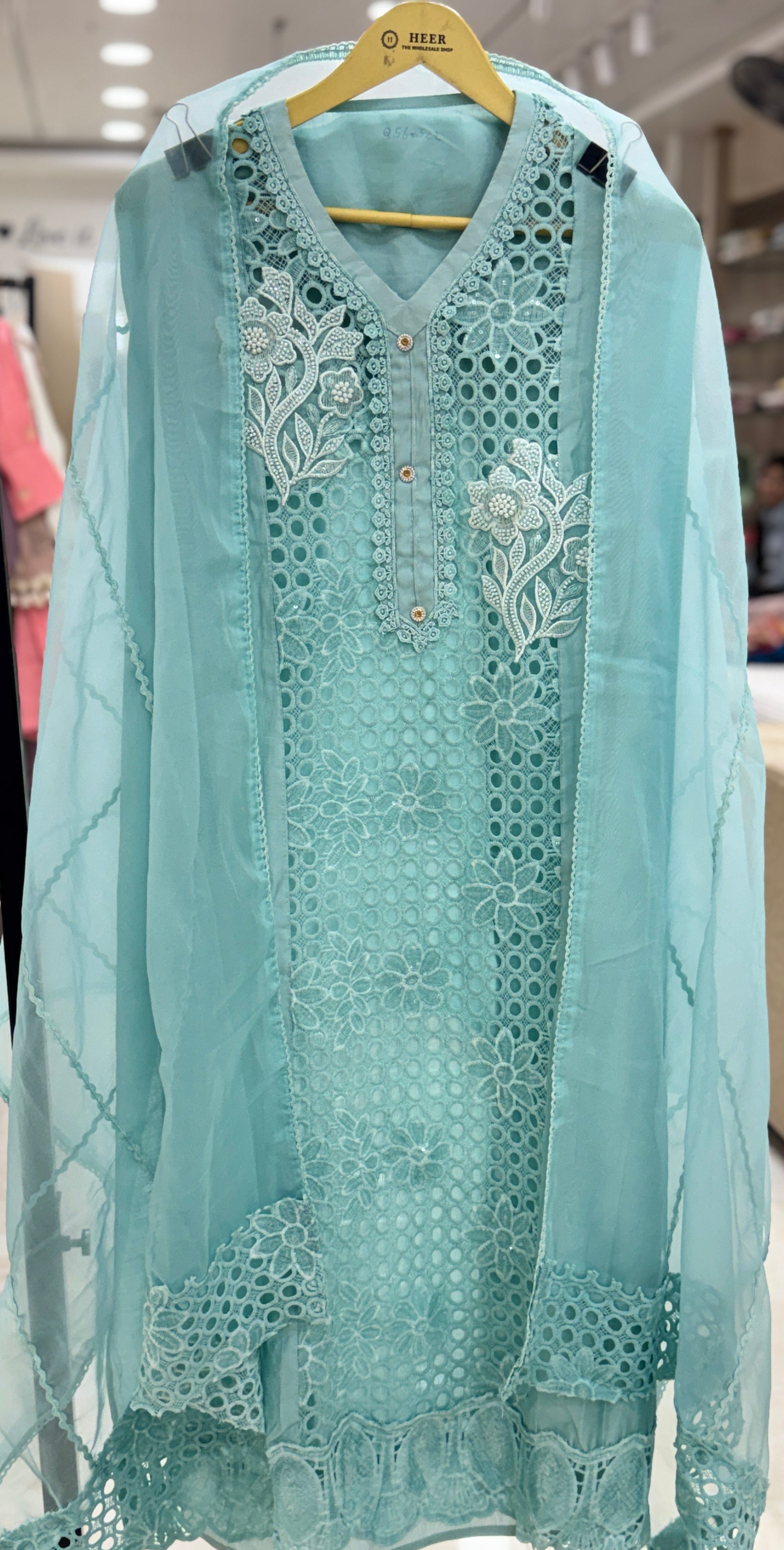 Q562522 Schiffli Eyelet & Pearl Work suit