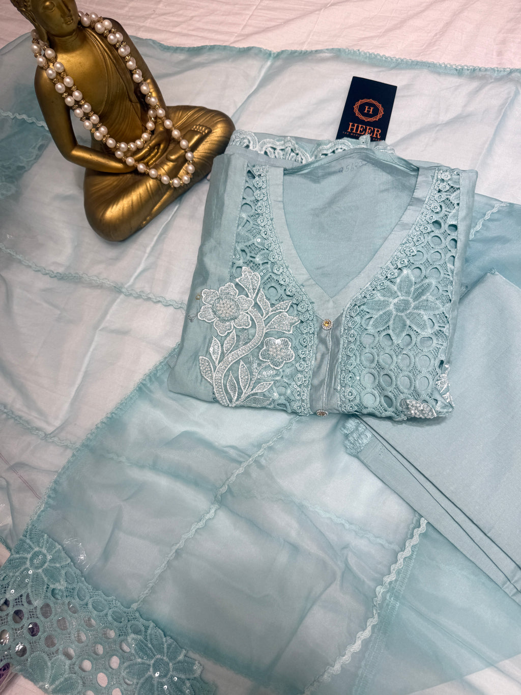 Q562522 Schiffli Eyelet & Pearl Work suit