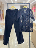 Floral Lace Short-Sleeve Blazer & Trousers Co-ord Set q562546