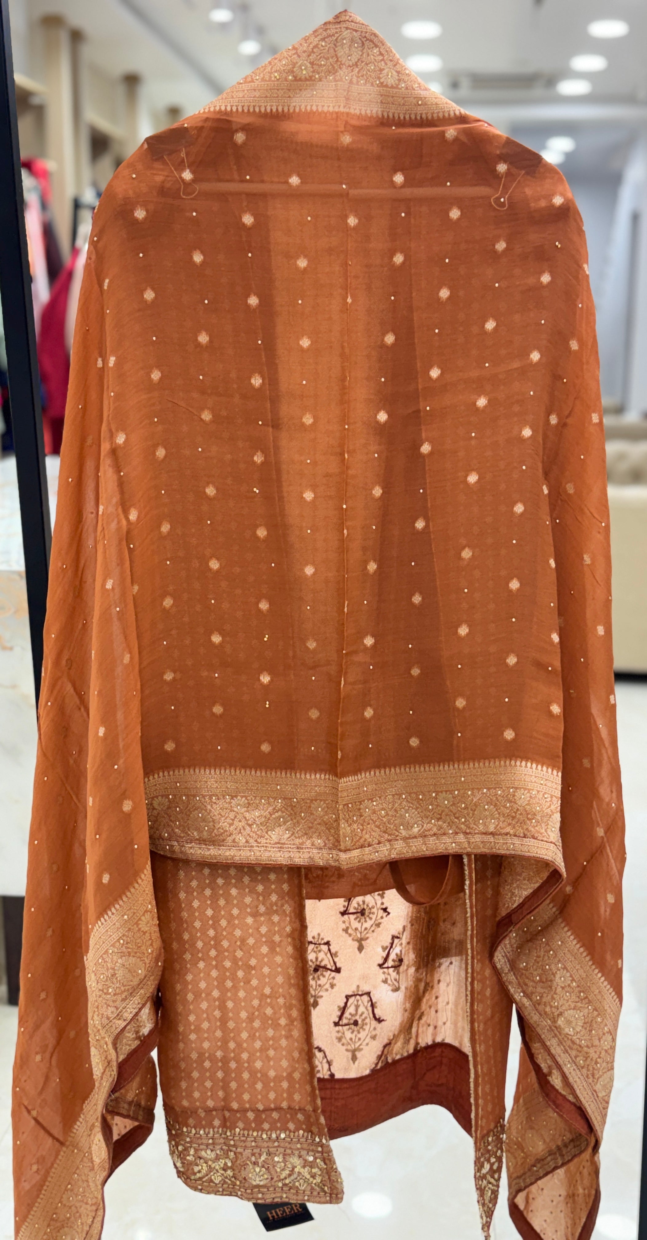 Q561938 Pure Organza Silk suit with Organza dupatta and premium Silk bottom