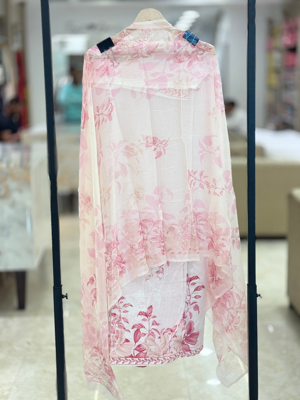 Ethereal Soft-Pink Floral premium cotton  Unstitched Suit Set q562919