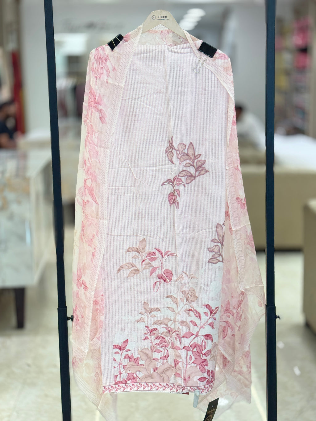 Ethereal Soft-Pink Floral premium cotton  Unstitched Suit Set q562919