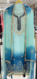 Q561853 Hand-crafted Gota Patti work on the neckline and borders