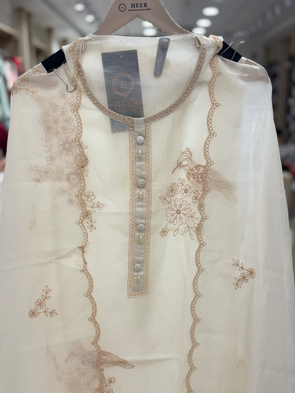 Q562426 Ivory Embroidered Unstitched mul-mul cotton Suit