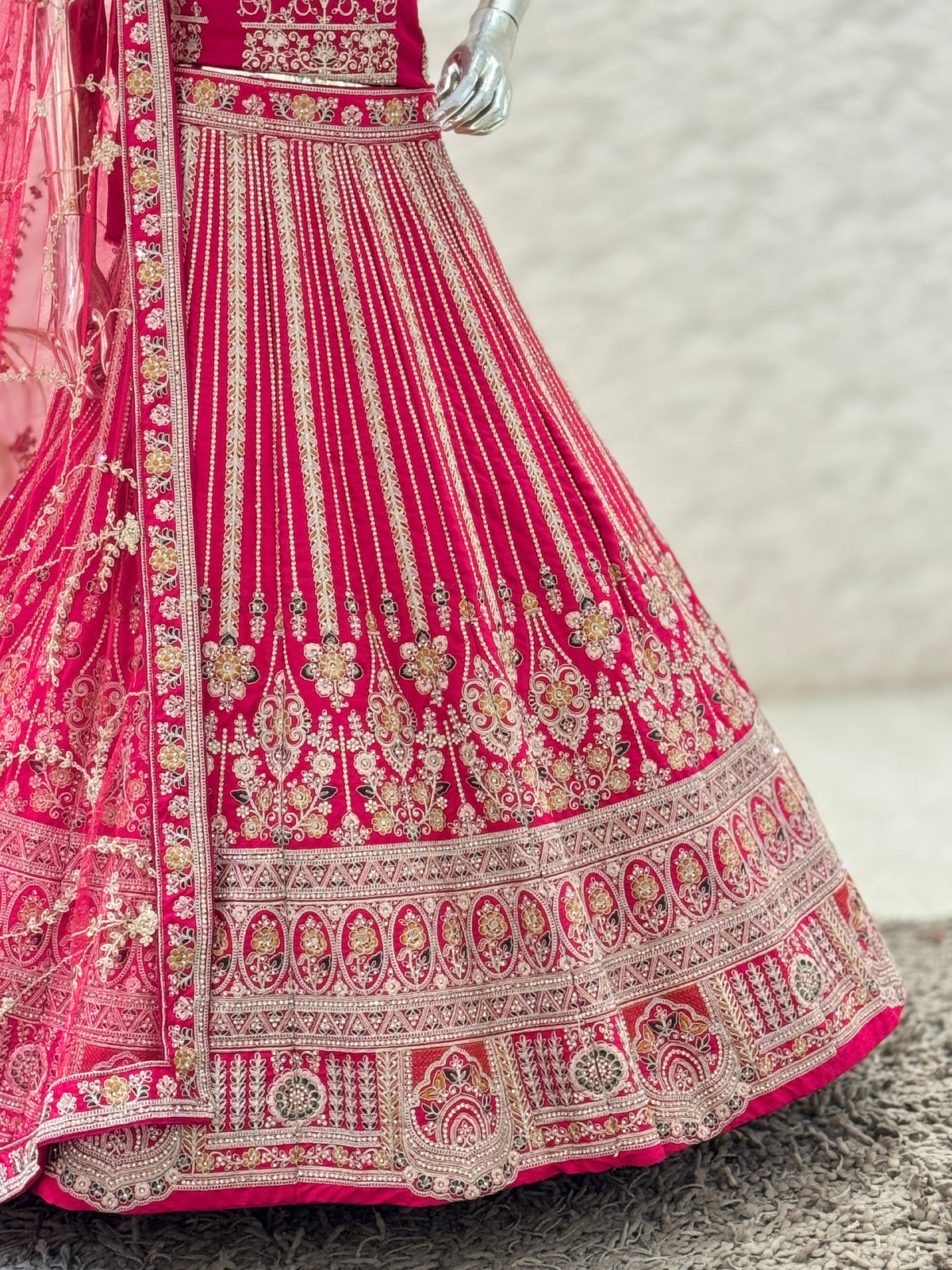 Magnificent Fuchsia Raw Silk Heavy Work Bridal Lehenga Choli q561477