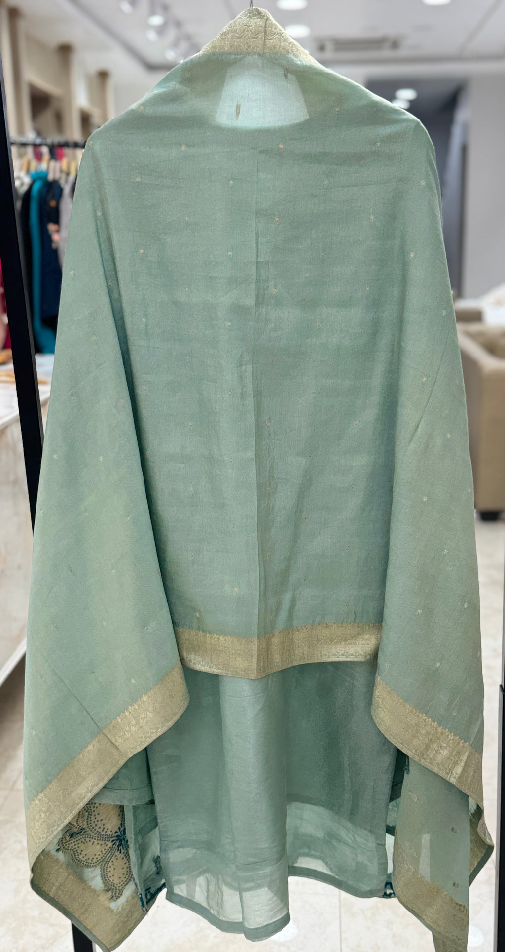 Q562614 Elegant Sea Green Simar Silk Embroidered Kurta Set with Straight Pants & Designer Dupatta