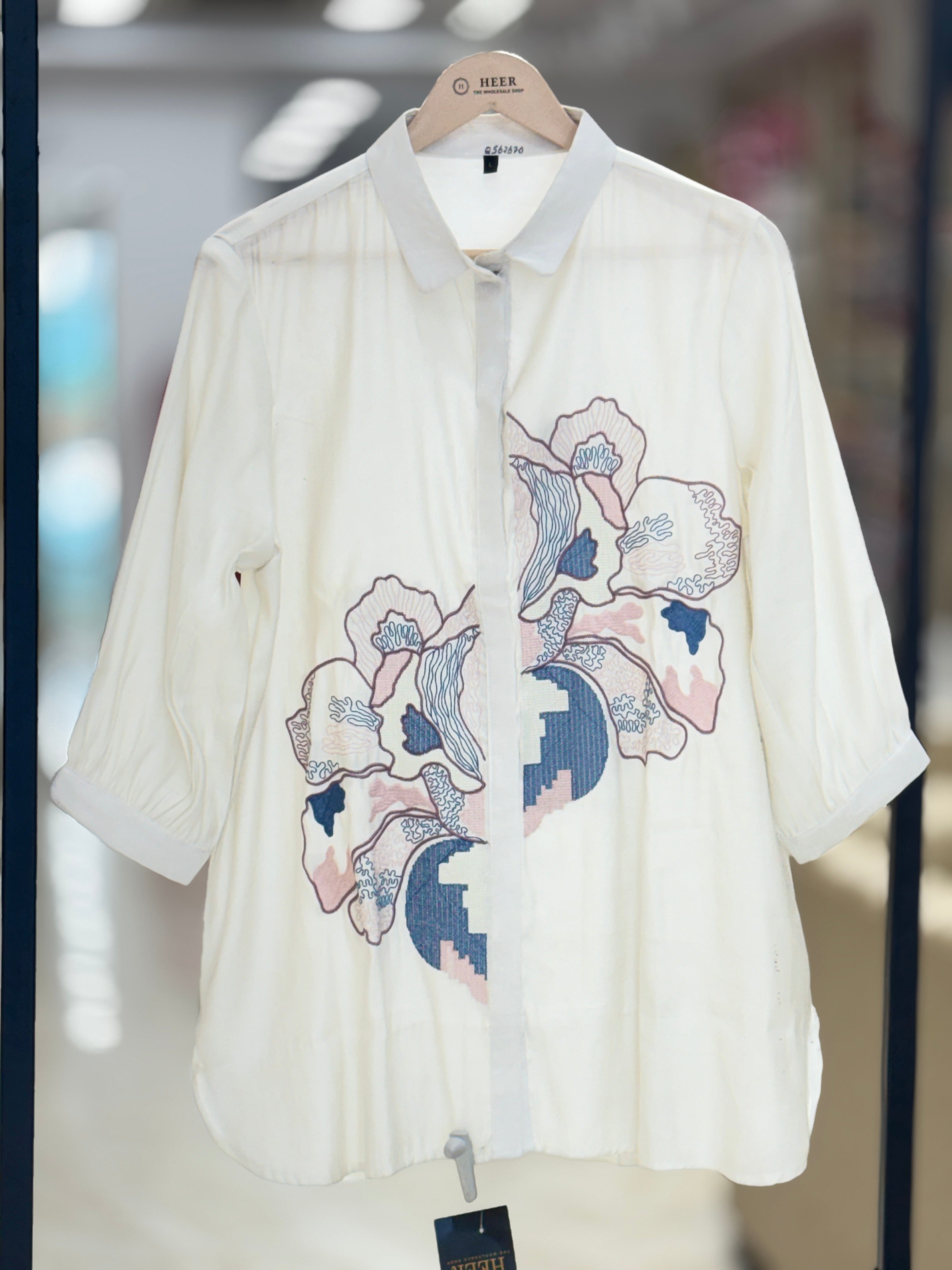 White Floral Embroidered Co-ord Set q562670