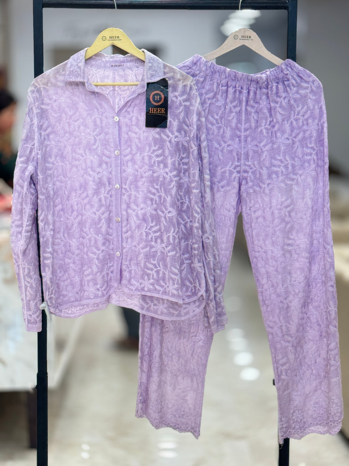 Lavender Chikankari Embroidered Co-ord Set Q561236